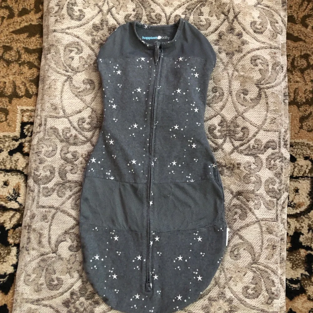 Happiest Baby Swaddle Star-Print Grey Full Zip Swaddle Sleepea 5-Second Swaddle